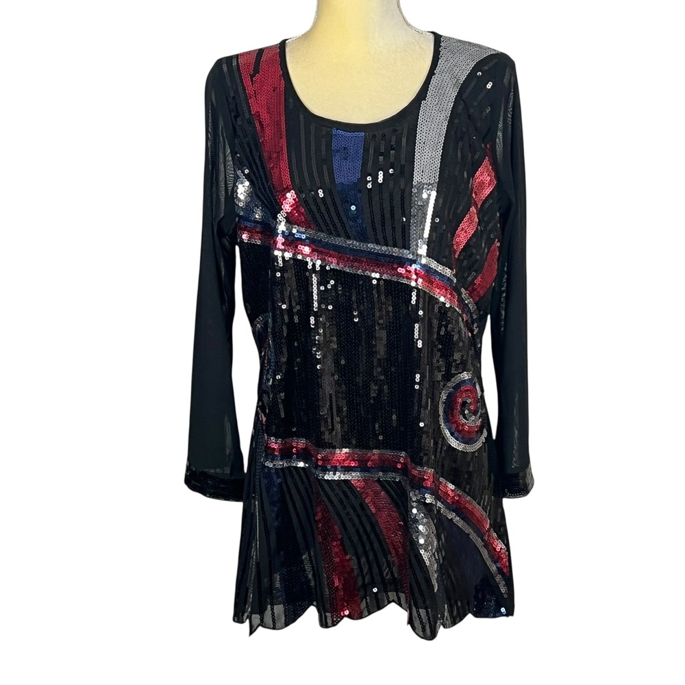 Ameri Mode Sequin Art Deco Style Mesh Long Sleeve… - image 12